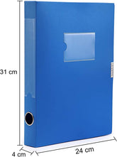 DONGLI A4 Storage File Boxes Plastic Filing Box(4 Pack),40mm Spine, A4 Archiving Box for Office School - Blue